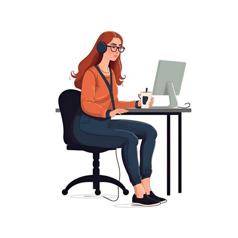 Woman Working On Computer Cartoon 的图像结果