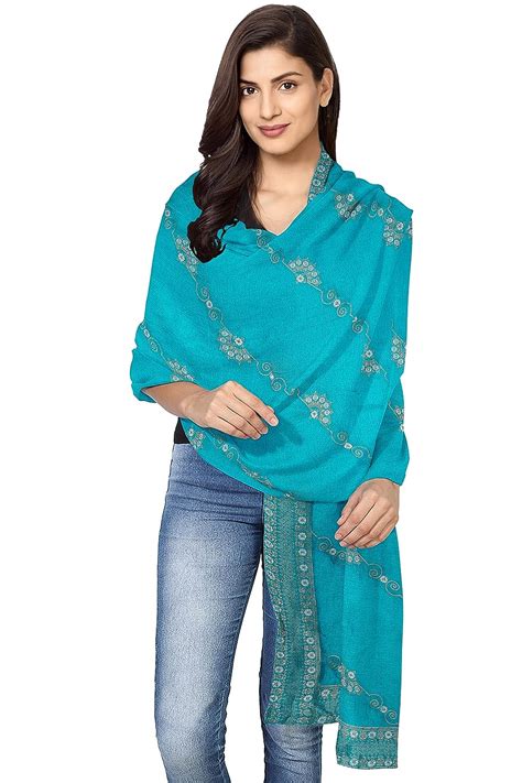 Buy VOGZY.COM Silk Jacquard Teal Dupatta at Amazon.in