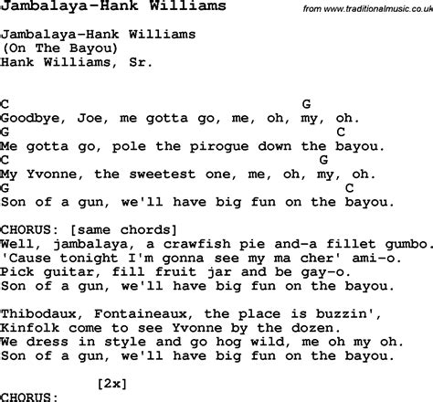 Hank Williams Jambalaya Tab at Troy Jenkins blog
