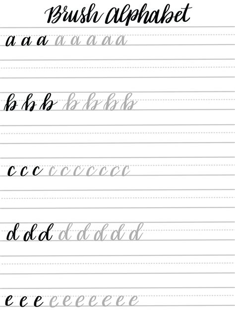 Free Brush Lettering Practice Sheets: Lowercase Alphabet - - Worksheets ...