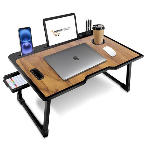 WONDWILD Foldable Laptop Table Multipurpose with Cup Holder, Study Bed ...
