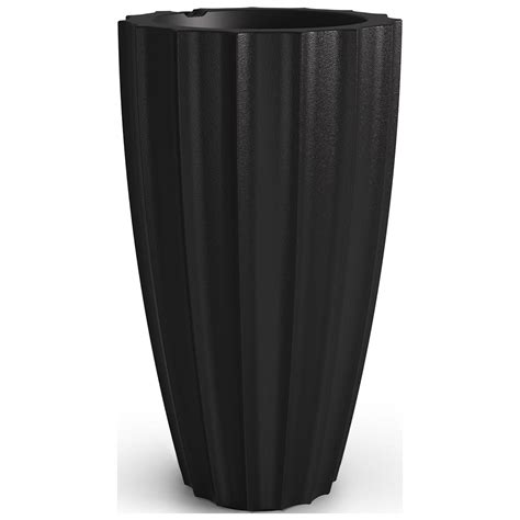 Sedona 16” x 16” x 28” Round Black Self Watering Plastic Planter ...