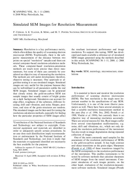 Imaging Signal Resolution for Sem 的图像结果