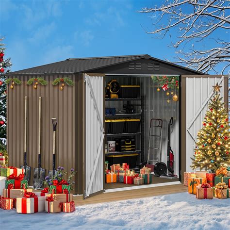 Amazon.com : HOGYME 10x10 FT Outdoor Storage Shed, Large Metal Tool ...