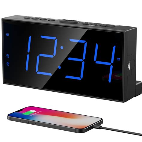 Digital Dual Alarm Clock For Bedroom Large Display Bedside Battery ...