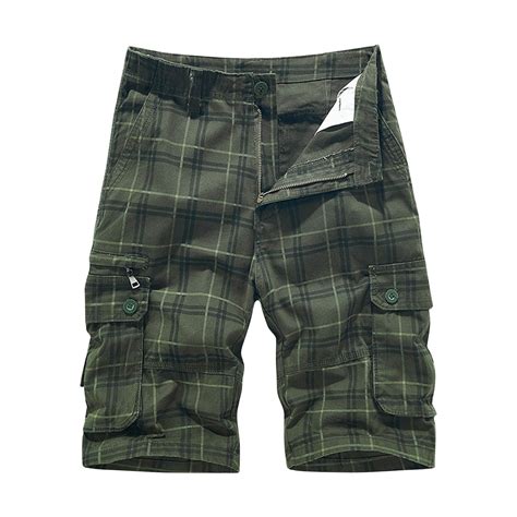 XADYUY Mens Cargo Shorts 9" Rugged Flex 6 Pockets Plaid Workwear Shorts ...