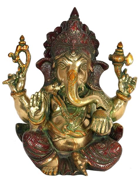 Exotic India Aashirwad Ganesha - Brass Sculpture : Amazon.in: Home ...