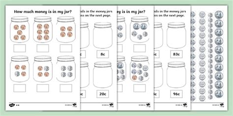 How Much Money Is in My Jar? The Bahamas Coins Worksheets