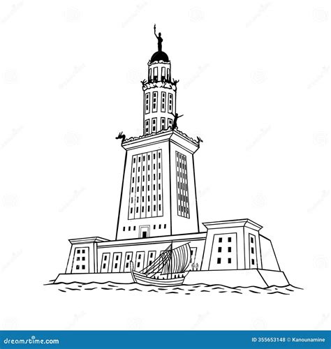 The Seven Wonders of Ancient WORLD - Lighthouse of Alexandria - Out Line Stock Vector ...