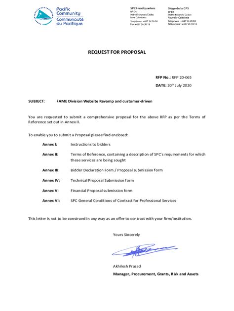 Fillable Online request for proposal (rfp) for redesign, development ...