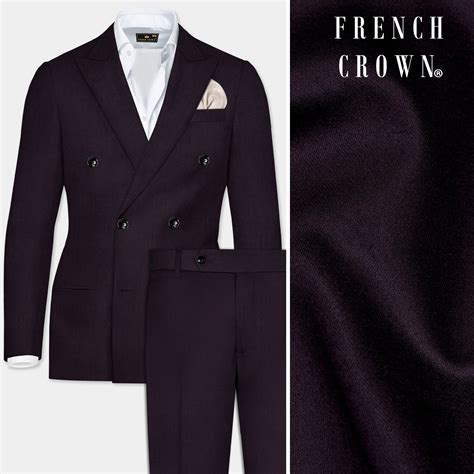 Gondola Purple Solid Premium Wool Blend Double Breasted Suit For Men.