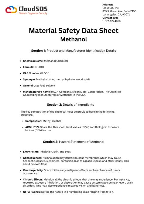 PPT - Methanol Safety Data Sheet PDF Download | CloudSDS PowerPoint ...