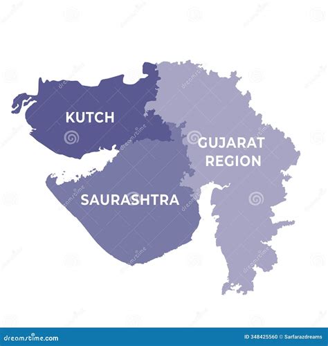Gujarat Map With Zone Wise Vector Illustration | CartoonDealer.com #348425560 - time zone of haryana