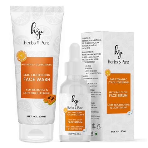 Herbs and Pure Natural Glow 20% Vitamin C & 7% Glutathione Face Serum ...