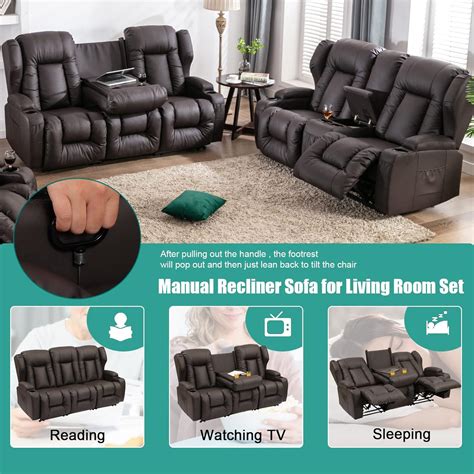 Buy 76 RV Loveseat Recliner | Double Recliner RV Sofa & Console | Wall ...