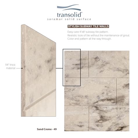Transolid SaraMar 48-in W x 36-in D x 96-in H Sand Creme Glue To Wall ...