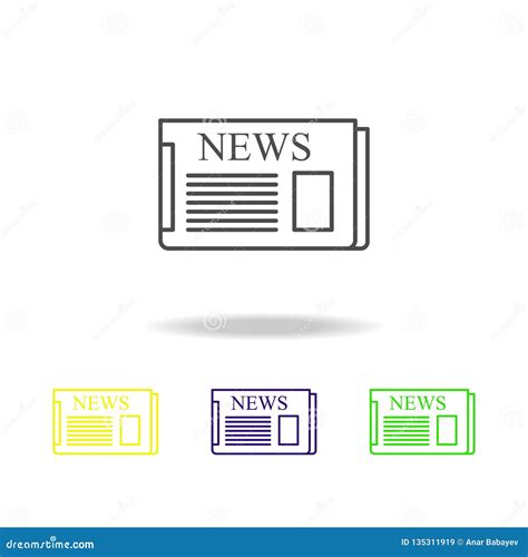 Newspaper Multicolored Icons. Element of Journalism for Mobile Concept and Web Apps Illustration ...