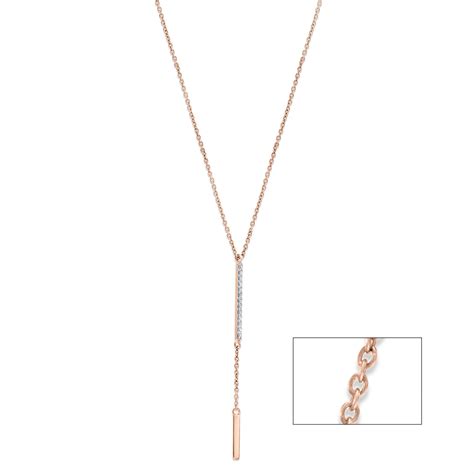 14 KT Rose Gold Minimal Block Diamond Necklace