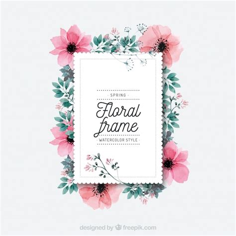 Watercolor spring floral frame | Free Vector