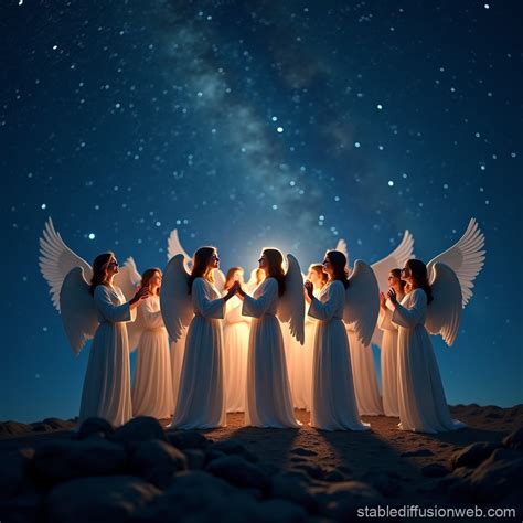 Angels Singing Choir in Starry Night Sky | Stable Diffusion Online