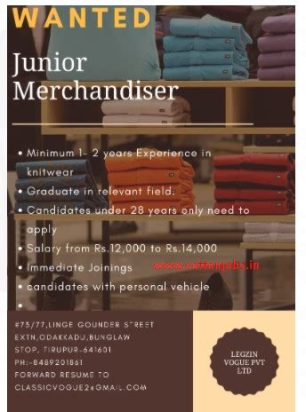 TODAY (19.10.2020 ) LATEST GARMENTS JOBS AND SPINNING MILL JOBS VACANCY ...