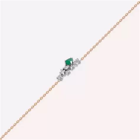 0.41 CT Emerald and Diamond Rose Gold Bracelet