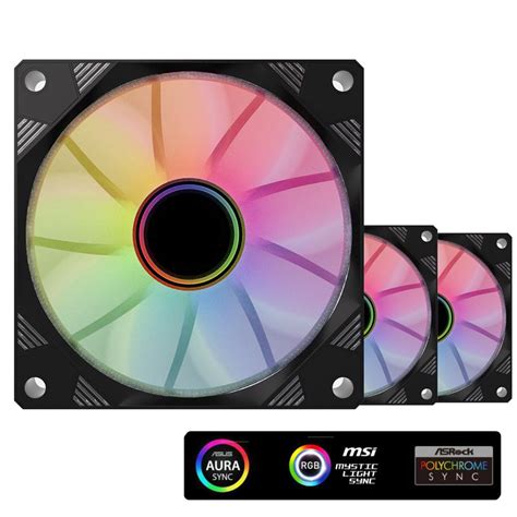 LEDdess Motherboard Control 120mm Rainbow RGB LED Fans for CPU Fan CPU ...