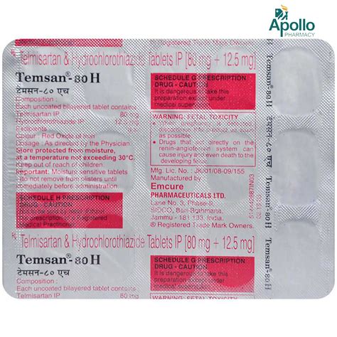Temsan-80 H Tablet 15's Price, Uses, Side Effects, Composition - Apollo ...