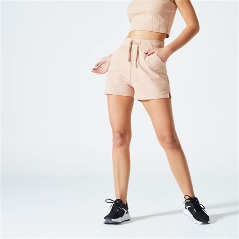 Women's Straight-Cut Fitness Shorts with Pockets 500 - Black