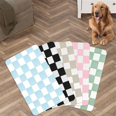 Checkered Dog Feeding Mat, TMA2 Non-Slip Sole Absorbent Dog and Water ...