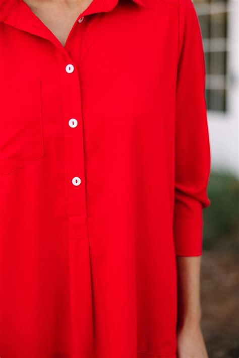 Share Your Story Red Shirt Dress - Shop the Mint