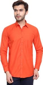 ENTARIO Men Solid Formal Orange Shirt - Buy ENTARIO Men Solid Formal ...