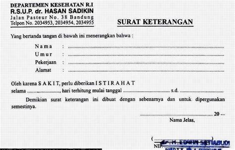 Contoh Surat Keterangan Sakit Resmi - Contoh Surat Izin Tidak Masuk ...