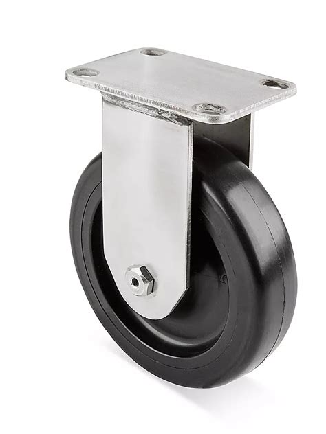 Stainless Steel Polyolefin Caster - Rigid, 5 x 1 1/4" H-7445R - ULINE