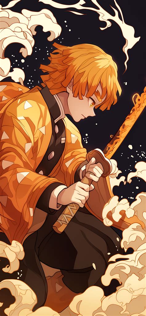 Zenitsu Demon Slayer Thunder Breathing Flame Sword Wallpapers