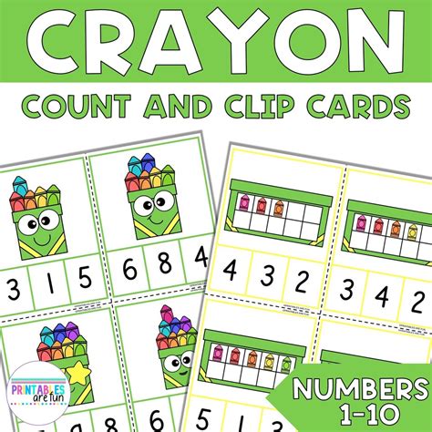 School Crayon Count and Clip Cards 1-10 | Math Task Cards | Printable ...