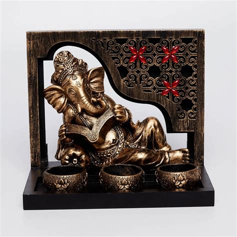 Buy Rennaisance - Gold Polyresin Frame Ganesha Figurine With Candle ...