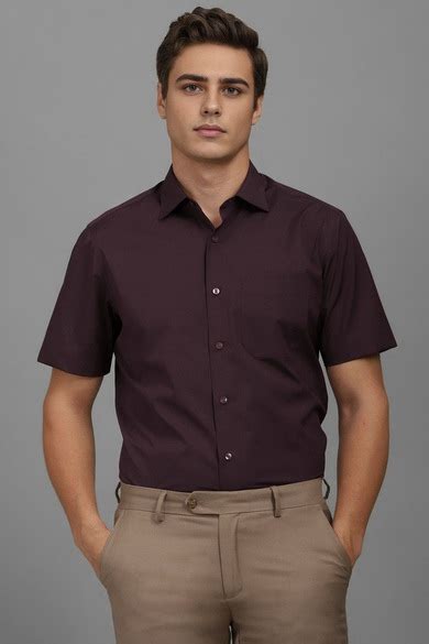 Buy Men Maroon Classic Fit Solid Half Sleeves Formal Shirt Online ...