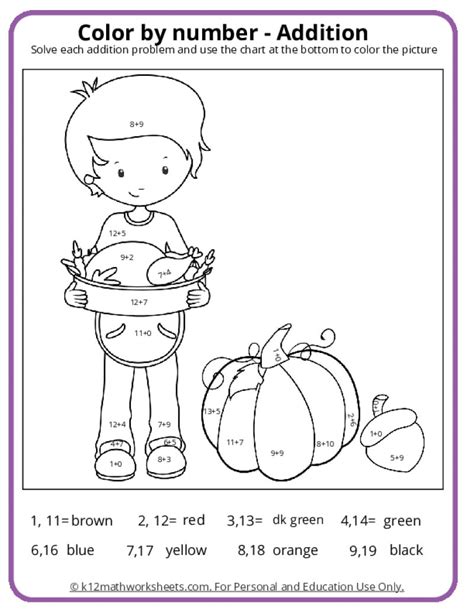 Image result for Thanksgiving Math Color by Number