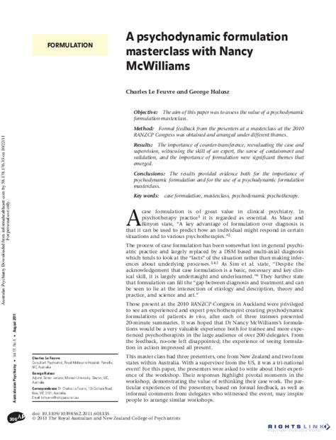 Image result for Psychodynamic Case Formulation Example