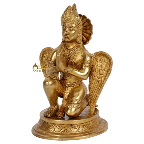 Indian Brass Sitting Garuda God Statue Temple Idol Showpiece 8 ...