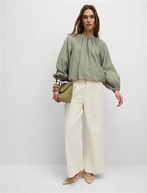 Buy High Waisted Tailored Wide Leg Jeans at Marks & Spencer