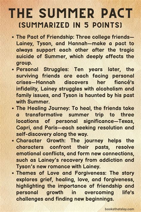 The Summer Pact Summary, Characters and Themes