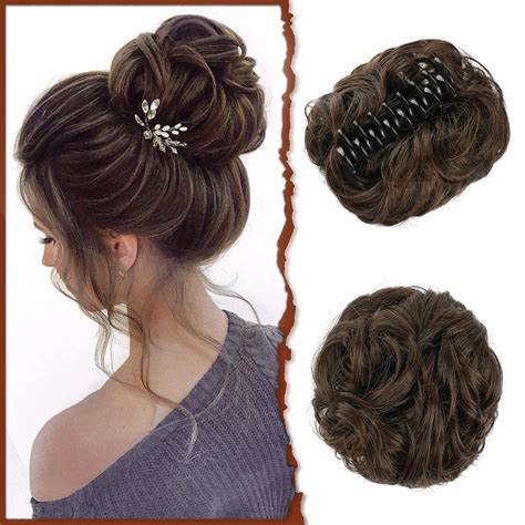 Amazon.com : SOFEIYAN Claw Clip Messy Bun Hair Piece Wavy Curly Hair ...
