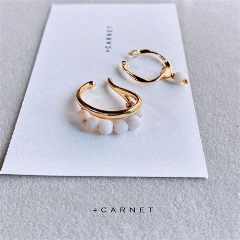 Chrysocolla Silica White mat gold earcuff set クリソコラシリカ イヤーカフ | +CARNET