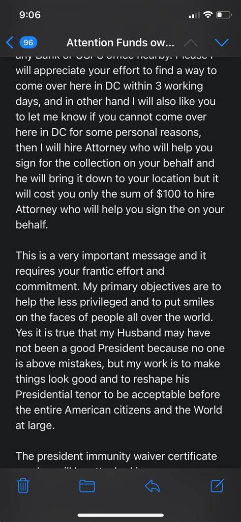 My wife got a totally legit email for the First Lady of the USA! All we ...