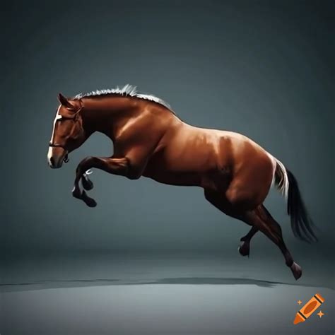 Horse jumping, side view