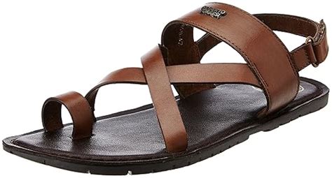 Alberto Torresi Men's Tan Leather Sandals and Floaters - 9 UK: Buy ...