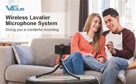 VEGUE Wireless Lavalier Omnidirectional Microphone System, 2.4GHz Dual ...