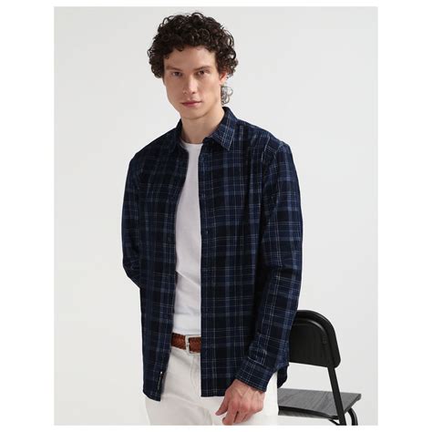 Buy Tommy Hilfiger Mens Navy Blue Checks Shirt Online